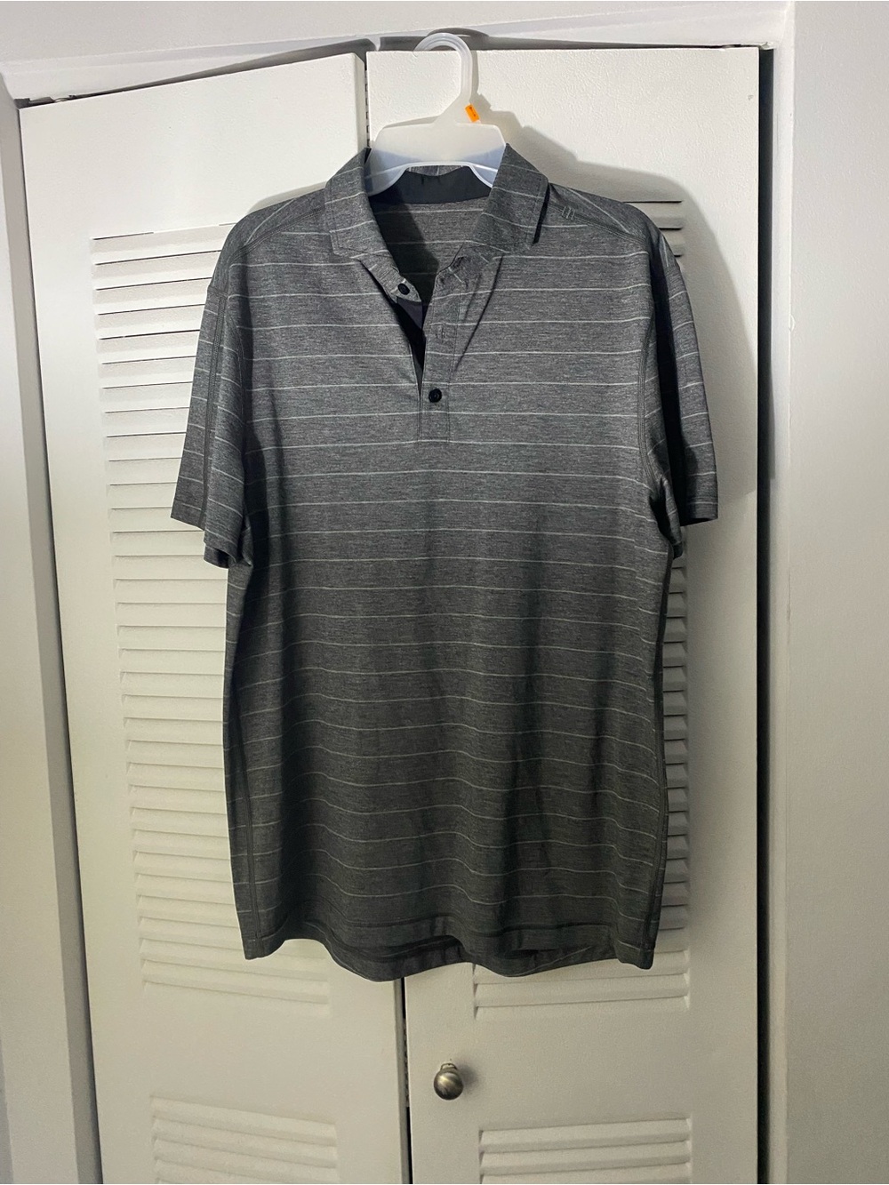 lululemon athletica Men's Grey Thin-Striped Polo